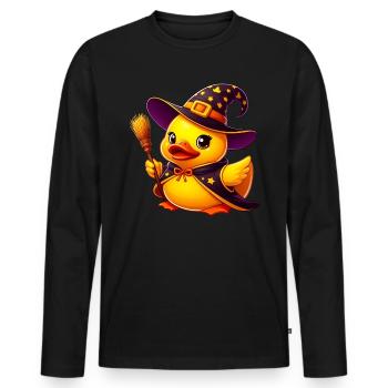 Witch Duck, Yellow Rubber Duck & Rubber Duck - Men's Premium Organic Long Sleeve Shirt - black - Front - Nico (187cm)
