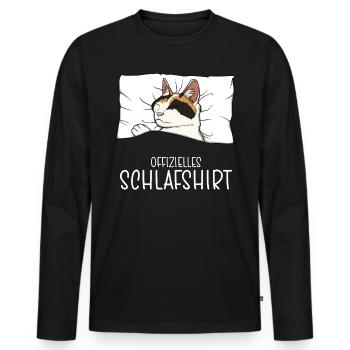 Offizielles Schlafshirt Japanische Bobtail Katze - Männer Premium Bio Langarmshirt - Schwarz - Vorne - Nico (187cm)