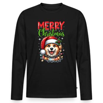 Noël Chien Joyeux Noël - T-shirt manches longues Premium bio Homme - noir - Devant - Nico (187cm)