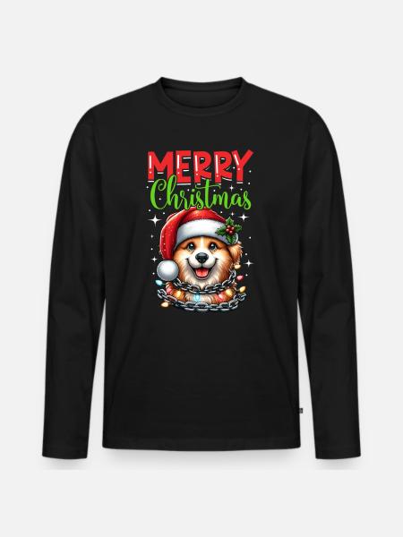 Noël Chien Joyeux Noël - T-shirt manches longues Premium bio Homme - noir