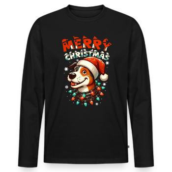 Noël Chien Joyeux Noël - T-shirt manches longues Premium bio Homme - noir - Devant - Nico (187cm)