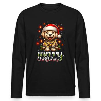 Noël Chien Joyeux Noël - T-shirt manches longues Premium bio Homme - noir - Devant - Nico (187cm)