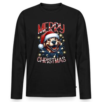 Noël Chien Joyeux Noël - T-shirt manches longues Premium bio Homme - noir - Devant - Nico (187cm)