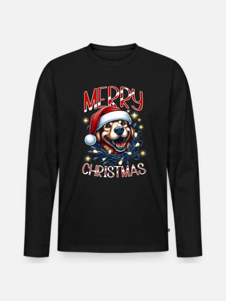Noël Chien Joyeux Noël - T-shirt manches longues Premium bio Homme - noir