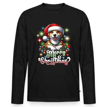 Noël Chien Joyeux Noël - T-shirt manches longues Premium bio Homme - noir - Devant - Nico (187cm)