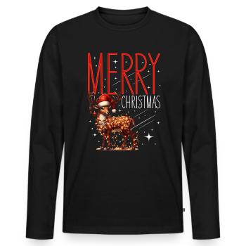 Noël Renne Joyeux Noël - T-shirt manches longues Premium bio Homme - noir - Devant - Nico (187cm)