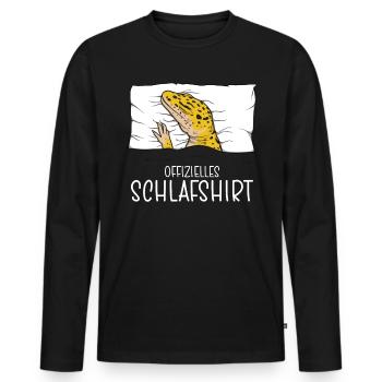 Chemise de nuit officielle Pyjama gecko léopard - T-shirt manches longues Premium bio Homme - noir - Devant - Nico (187cm)