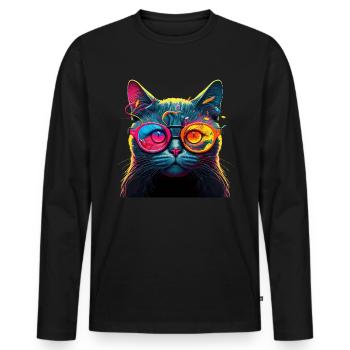 Chat pour les propriétaires de chats, Cat Digital Art - T-shirt manches longues Premium bio Homme - noir - Devant - Nico (187cm)