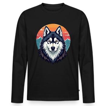 Husky pour un propriétaire de chien, Husky Dog - T-shirt manches longues Premium bio Homme - noir - Devant - Nico (187cm)