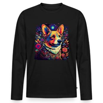 Dog In Color Dog Owner, Colorful Dog - Men's Premium Organic Long Sleeve Shirt - black - Front - Nico (187cm)
