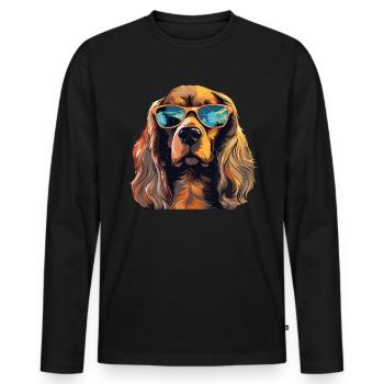 Cocker Spaniel Propriétaire de chien, Digital Art Dog - T-shirt manches longues Premium bio Homme - noir - Devant - Nico (187cm)