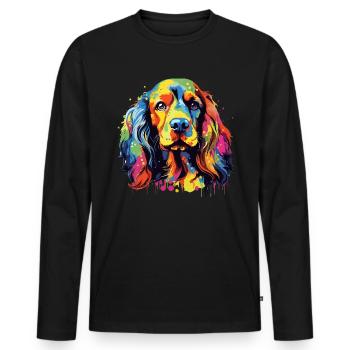 Cocker Spaniel Propriétaire de chien, Digital Art Dog - T-shirt manches longues Premium bio Homme - noir - Devant - Nico (187cm)