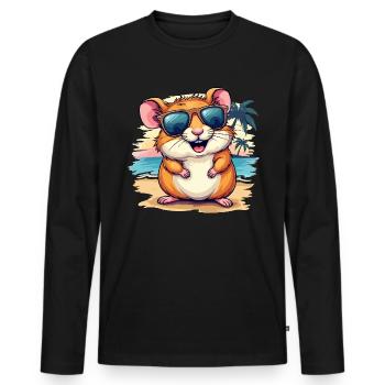 Souris sur la plage, art numérique coloré - T-shirt manches longues Premium bio Homme - noir - Devant - Nico (187cm)