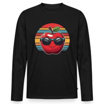 Apfel mit Sonnenbrille - Männer Premium Bio Langarmshirt - Schwarz - Vorne - Nico (187cm)