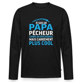 Papa pêcheur plus cool pêche - père - T-shirt manches longues Premium bio Homme - noir - Devant - Nico (187cm)