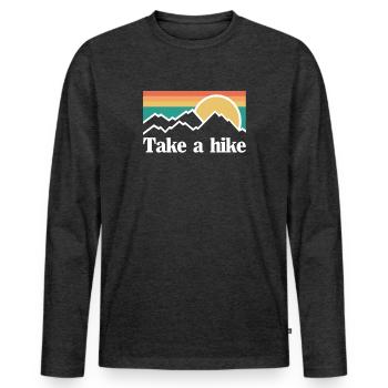 eine Wanderung machen - Männer Premium Bio Langarmshirt - Anthrazit meliert - Vorne - Nico (187cm)