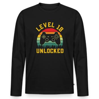 Level 18 unlocked gamer shirt 18 year - Men's Premium Organic Long Sleeve Shirt - black - Front - Nico (187cm)