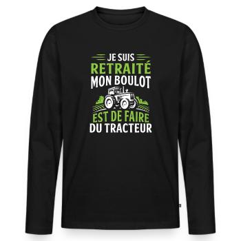 Ich bin im Ruhestand und arbeite als Traktor - Männer Premium Bio Langarmshirt - Schwarz - Vorne - Nico (187cm)