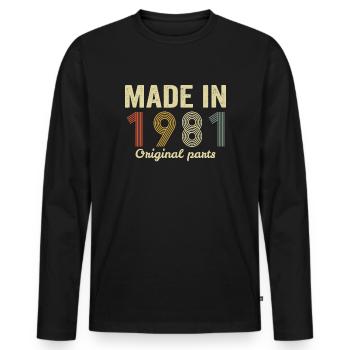 made in 1981 original parts - T-shirt manches longues Premium bio Homme - noir - Devant - Nico (187cm)