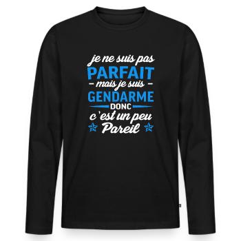 je suis gendarme - T-shirt manches longues Premium bio Homme - noir - Devant - Nico (187cm)