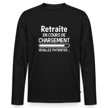 Retraite en cours de chargement - T-shirt manches longues Premium bio Homme - noir - Devant - Nico (187cm)