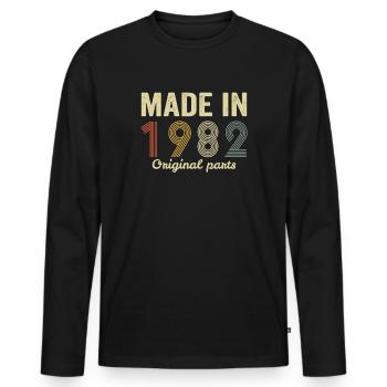 made in 1982 original parts - T-shirt manches longues Premium bio Homme - noir - Devant - Nico (187cm)