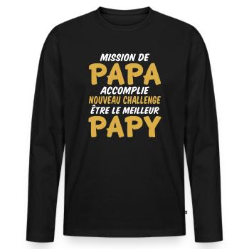 nouveau challenge être le meilleur papy - T-shirt manches longues Premium bio Homme - noir - Devant - Nico (187cm)