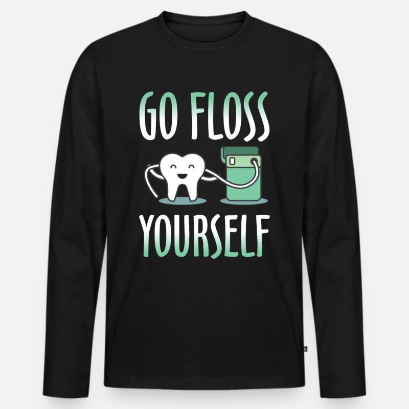 GO FLOSS SELBST - Männer Premium Bio Langarmshirt - Schwarz