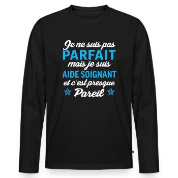 je suis aide soignant - T-shirt manches longues Premium bio Homme - noir - Devant - Nico (187cm)