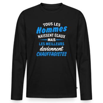 les meilleurs deviennent chauffagistes - T-shirt manches longues Premium bio Homme - noir - Devant - Nico (187cm)