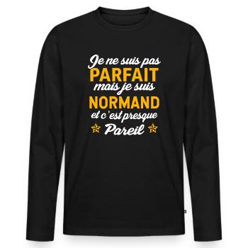 je suis normand cadeau normand - T-shirt manches longues Premium bio Homme - noir - Devant - Nico (187cm)