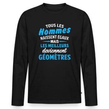 cadeau géomètre - T-shirt manches longues Premium bio Homme - noir - Devant - Nico (187cm)