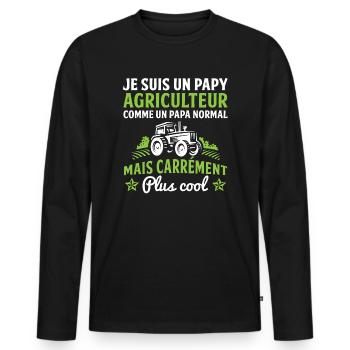 cadeau papy agriculteur grand père agriculteur - T-shirt manches longues Premium bio Homme - noir - Devant - Nico (187cm)