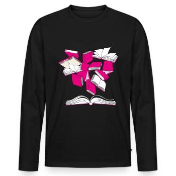 BUCH HERZ - Männer Premium Bio Langarmshirt - Schwarz - Vorne - Nico (187cm)