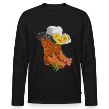 COWBOY BOOT - Men's Premium Organic Long Sleeve Shirt - black - Front - Nico (187cm)