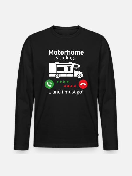 Motorhome is calling and i must go - Men's Premium Organic Long Sleeve Shirt - black