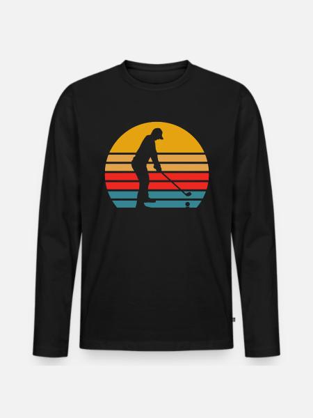 Retro Golf T-Shirt Golf - Männer Premium Bio Langarmshirt - Schwarz