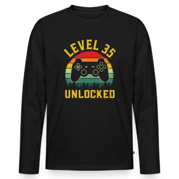 35th Birthday gamer t shirt level 35 complete - Men's Premium Organic Long Sleeve Shirt - black - Front - Nico (187cm)