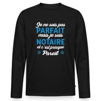 je suis notaire - T-shirt manches longues Premium bio Homme - noir - Devant - Nico (187cm)