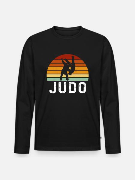 judo retro - Männer Premium Bio Langarmshirt - Schwarz