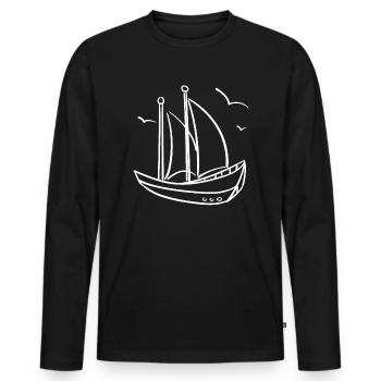 bateau à voile croquis - T-shirt manches longues Premium bio Homme - noir - Devant - Nico (187cm)