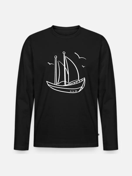 sailing boat sketch - Men's Premium Organic Long Sleeve Shirt - black
