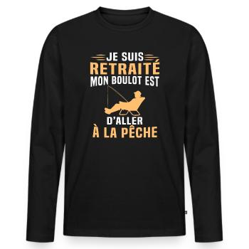 Je suis retraité mon boulot est d'aller à la pêche - T-shirt manches longues Premium bio Homme - noir - Devant - Nico (187cm)
