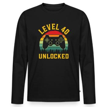 Level 40 unlocked t-shirt level 40 complete - Männer Premium Bio Langarmshirt - Schwarz - Vorne - Nico (187cm)