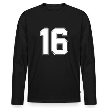 16 ans numéro maillot 16 - T-shirt manches longues Premium bio Homme - noir - Devant - Nico (187cm)