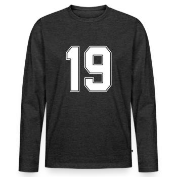 19 ans numéro maillot 19 - T-shirt manches longues Premium bio Homme - anthracite chiné - Devant - Nico (187cm)