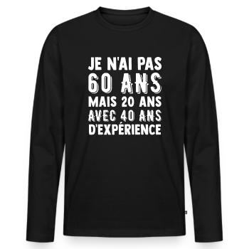 Cadeau anniversaire 60 ans t-shirt 60 ans - T-shirt manches longues Premium bio Homme - noir - Devant - Nico (187cm)