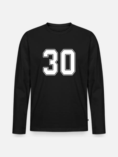 30 Jahre Nummer Trikot 30 - Männer Premium Bio Langarmshirt - Schwarz