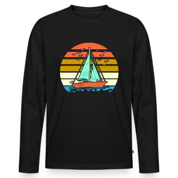 retro Segelboot t-Shirt sailing sail Segelschiff - Männer Premium Bio Langarmshirt - Schwarz - Vorne - Nico (187cm)