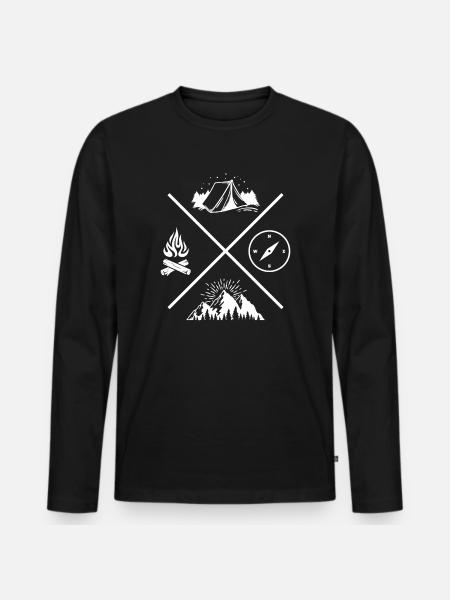 namiot camp t-shirt camping - Ekologiczna męska koszulka z długim rękawem Premium - czarny